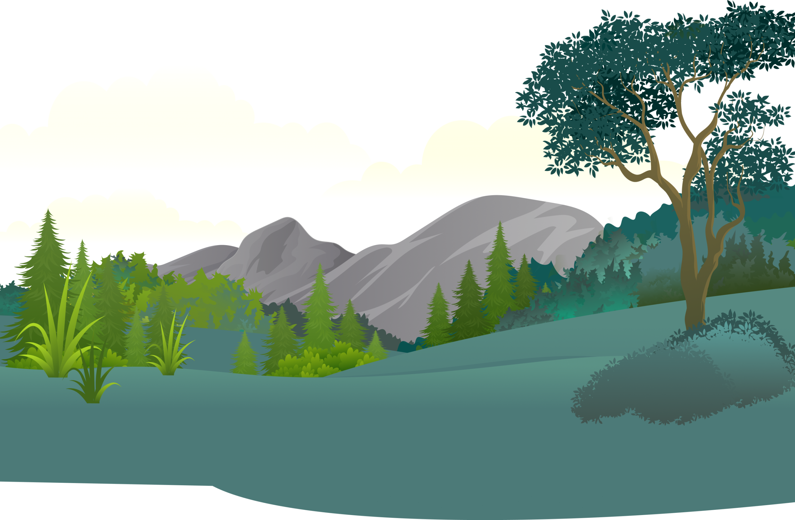 Illustration einer beruhigenden Waldlandschaft mit Text über Nachsorge der Darmkur – für langfristige Darmgesundheit und Wohlbefinden.